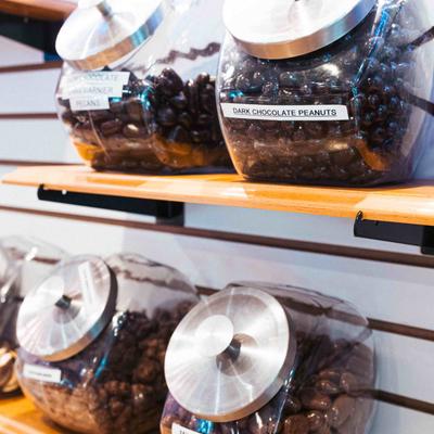 Assorted chocolate covered nuts.