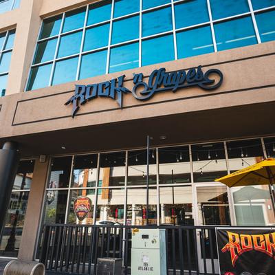 Rock N Grapes Exterior, fascia sign and the entrance.