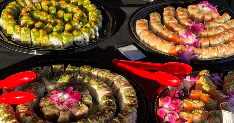 Various sushi roll platters