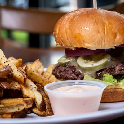 A served spicy burger.