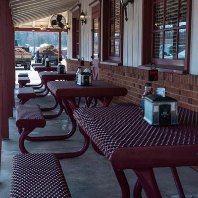 Covered outdoor seating.
