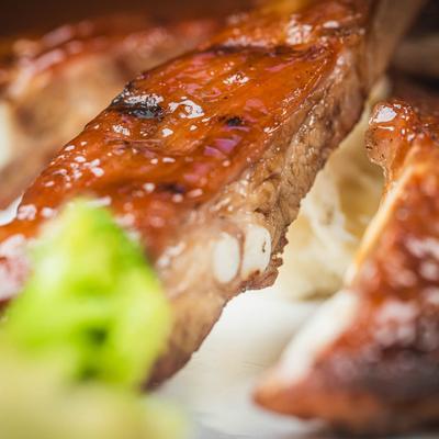 Close up of Thai pork ribs