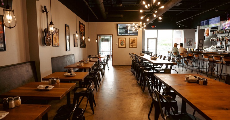 Interior, seating area with tables and chairs