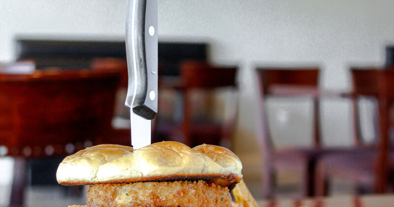 Angus Beef Burger and a knife
