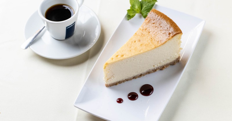 Cheesecake slice and a cup of espresso