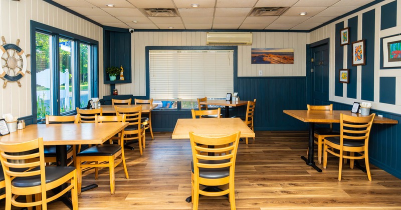 Dining area, tables ready for guests