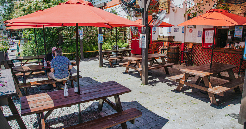 Exterior, sitting area with guests