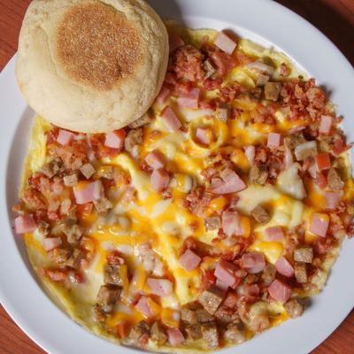 Farmer's omelet, top view.