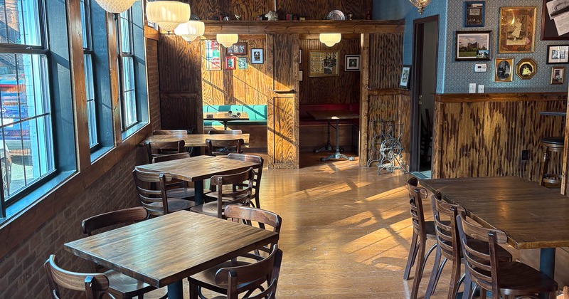 Interior, dining area, tables and chairs