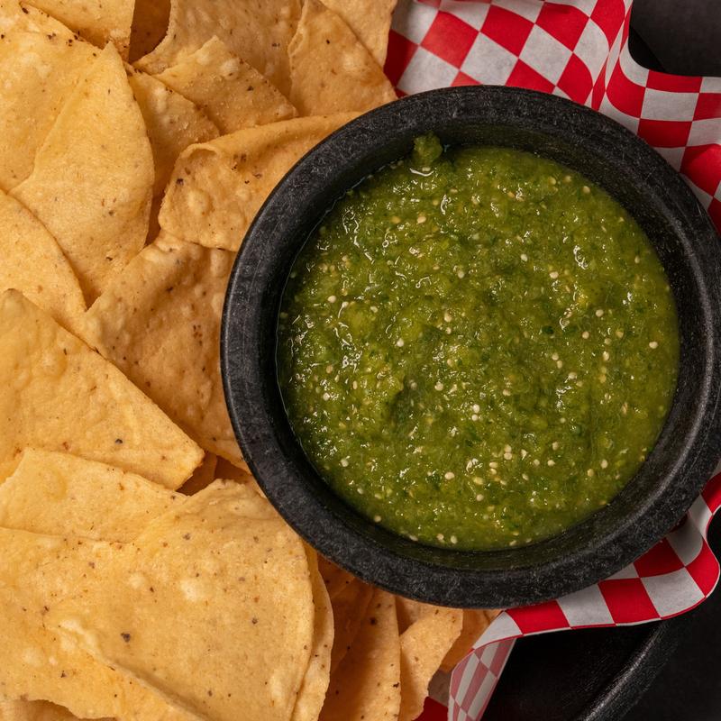 menu item 11 of 15, Salsa Tomatillo + Chips (V)