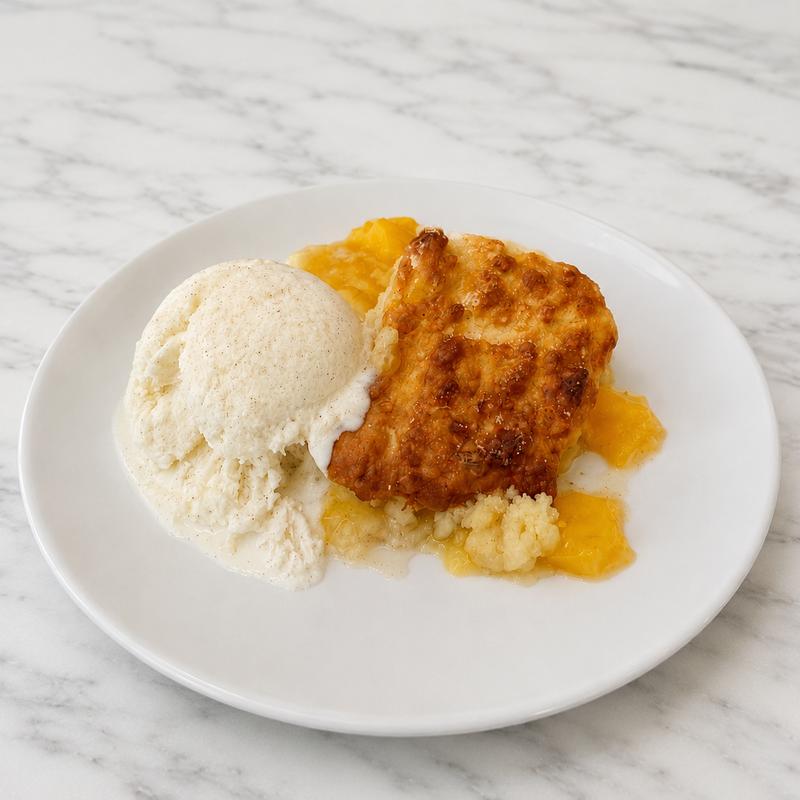 Peach Cobbler with Ice Cream photo