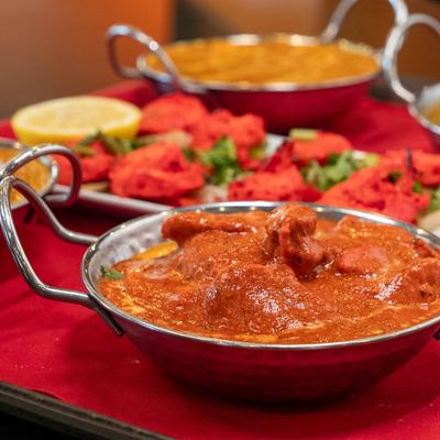 Table with assorted dishes on it.