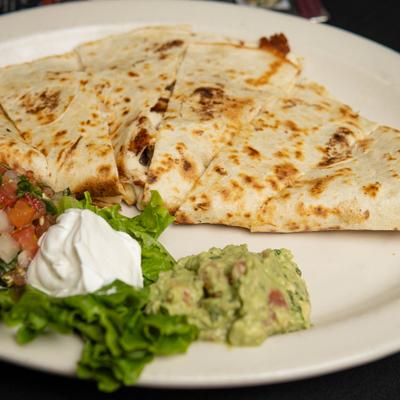 Quesadillas with a choice of chicken or beef.