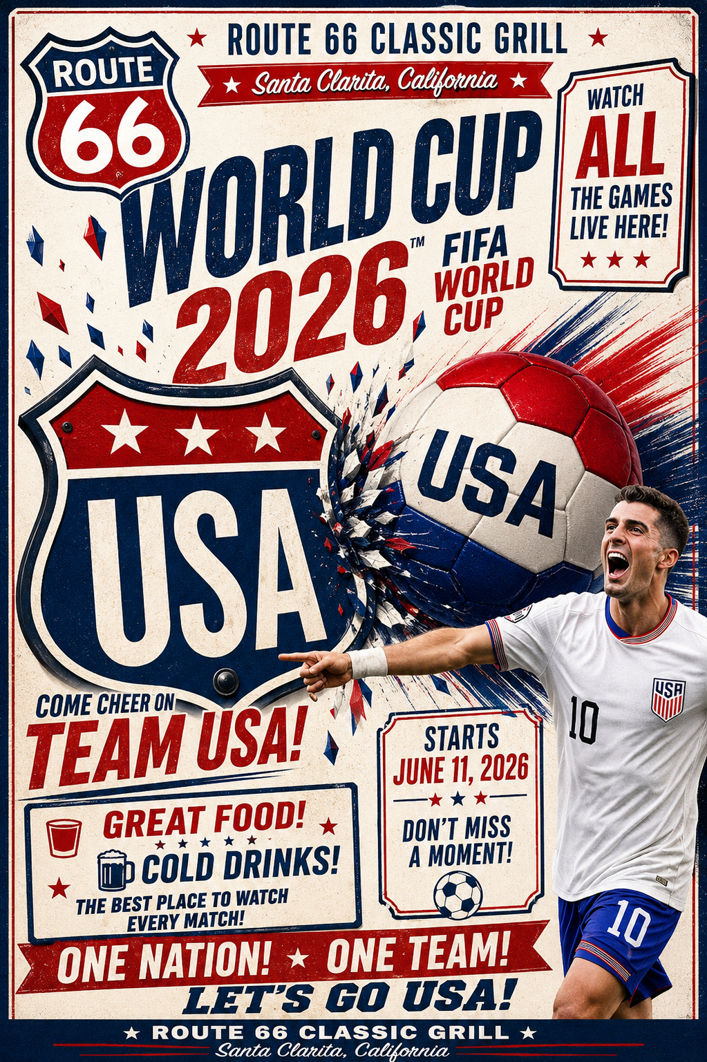 World Cup soccer games 2026 watch them at Route 66 Classic Grill