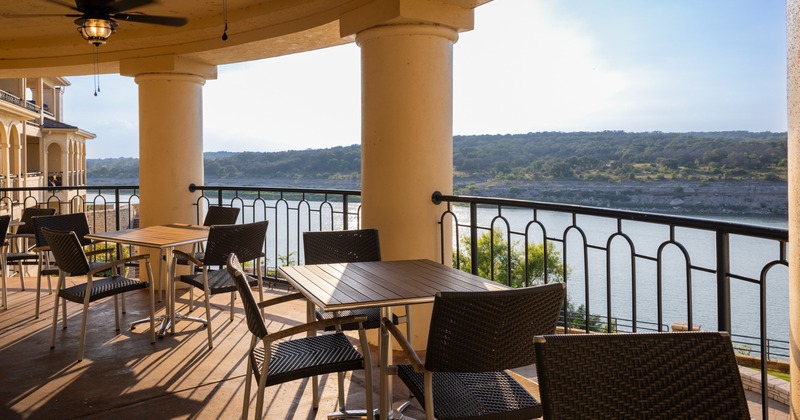 Exterior, terrace, table and chairs, angle view