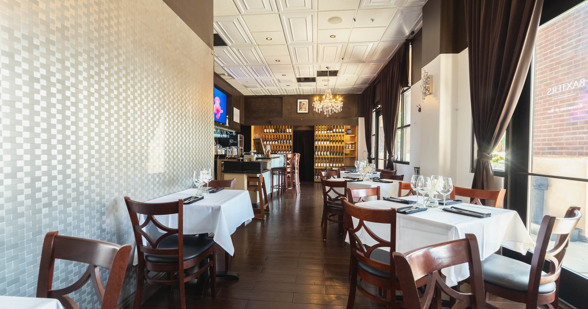 Interior, dining area, tables with tableware