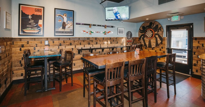 Diner area, tables and chairs