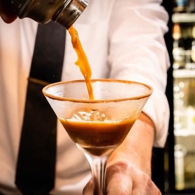 Espresso Martini preparation.