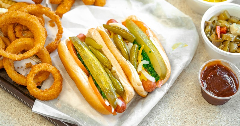 Hot Dogs and onion rings