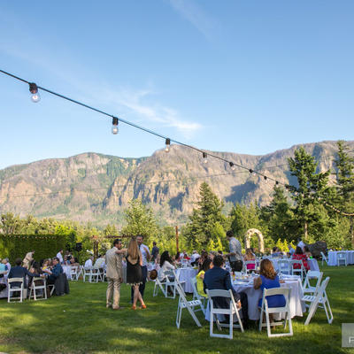Wedding on the way with natural landscape in the back