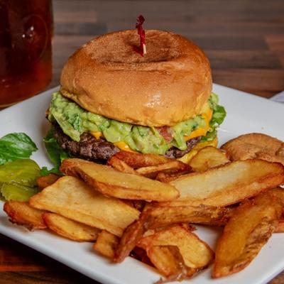 Guacamole Cheeseburger and fries.