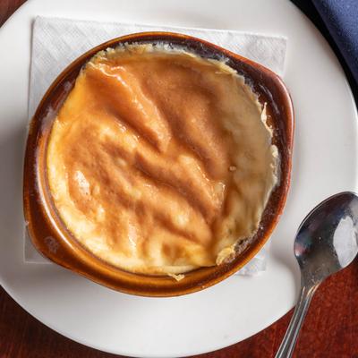 Oven-baked rice pudding.