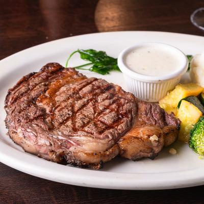 Grilled ribeye steak.