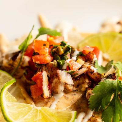 Tacos served, closeup