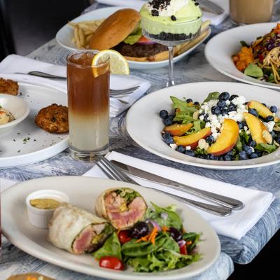Assorted dishes displayed on a table.