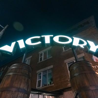Victory Cafe sign.