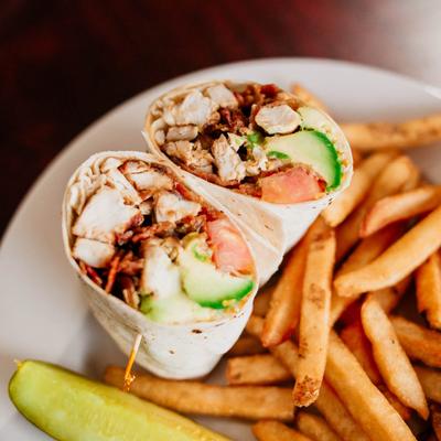 Chicken gyros and fries