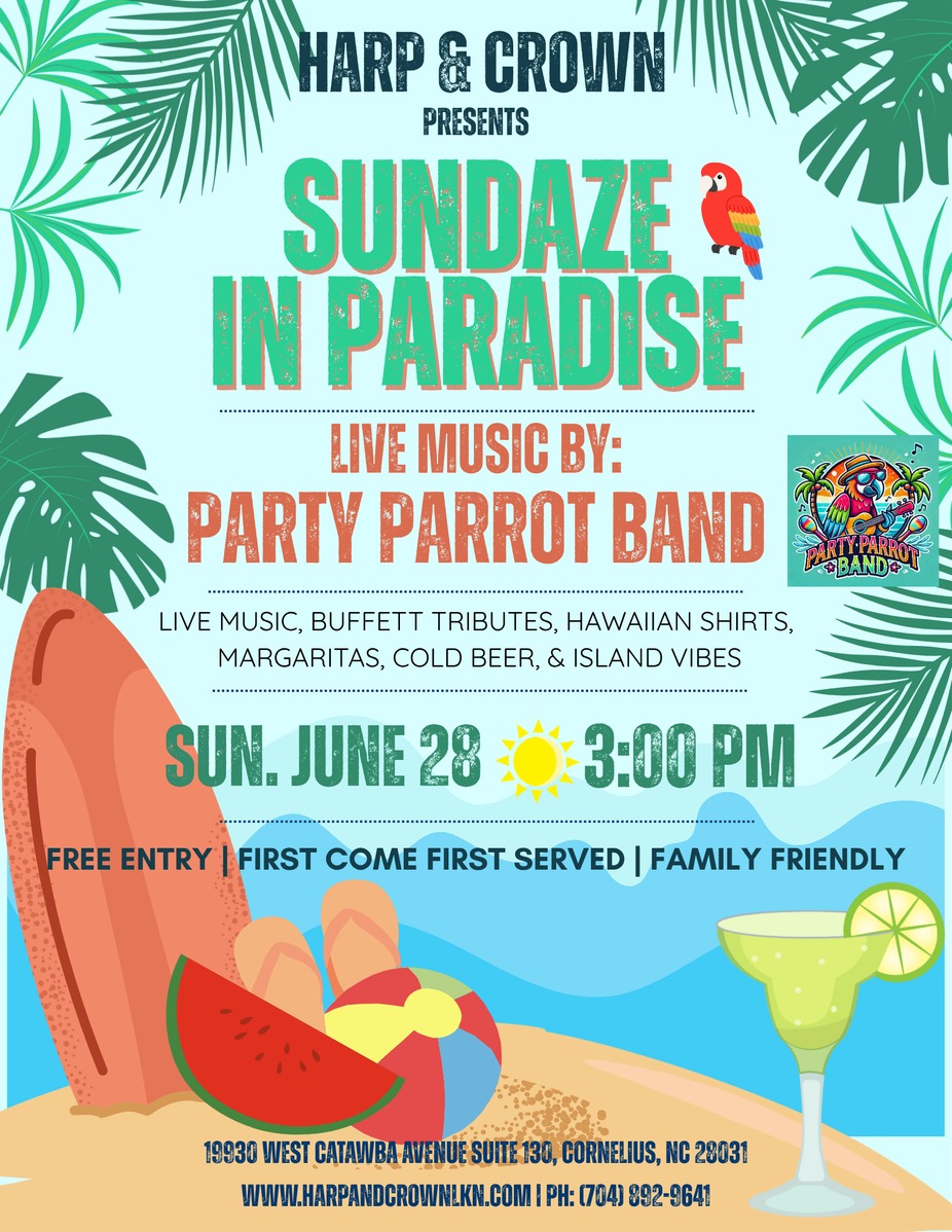 Sundaze in Paradise - Party Parrot at Harp & Crown! event photo