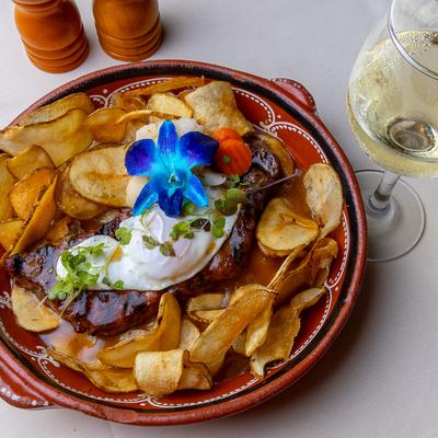 Brazilian and Portuguese bitoque steak.