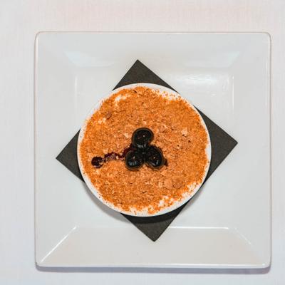 Almond and vanilla semifreddo with cherries.