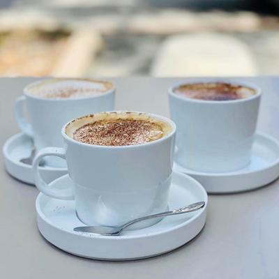 Cups of cappuccino, closeup