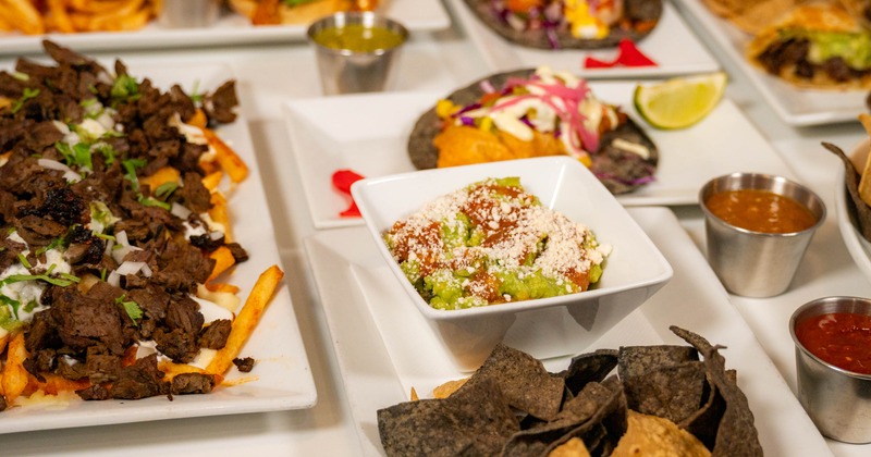 Variety of dishes served on the table