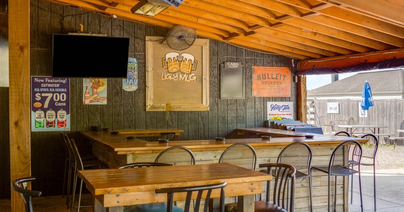 Exterior, patio, bar chairs