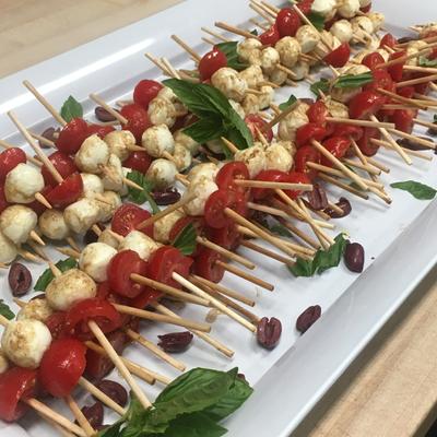 Stacked kebob skewers.