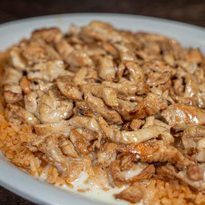 Rice with chicken dish.