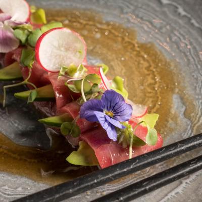 Bluefin Tuna dish, closeup.