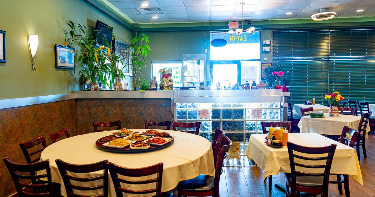 Interior, tables and chairs ready for guests