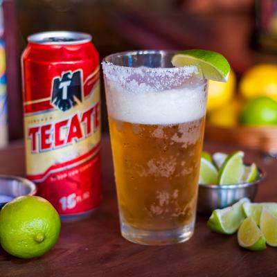 A glass of cold beer served