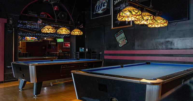 Interior, pool tables on the inside