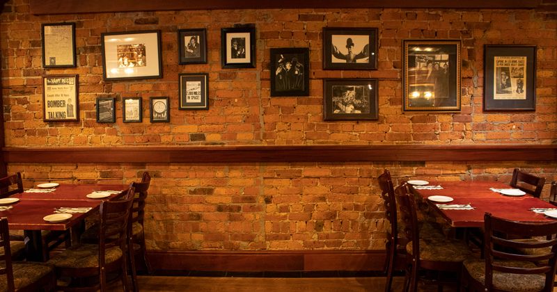 Interior, vintage photographs on the walls