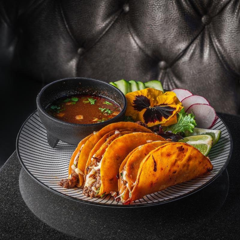 menu item 1 of 2, Birria Tacos with Consommé