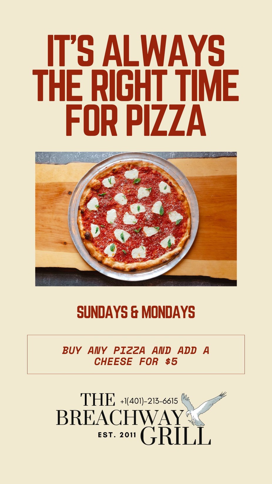 $5 Cheese Pizzas Sundays & Mondays event photo