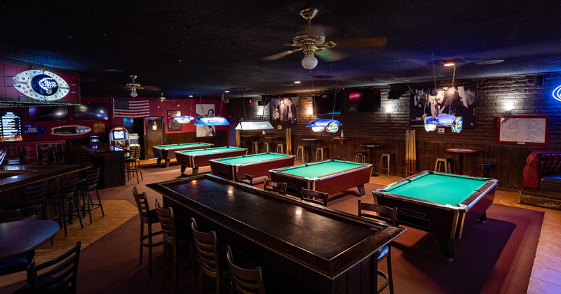 Interior, pool tables