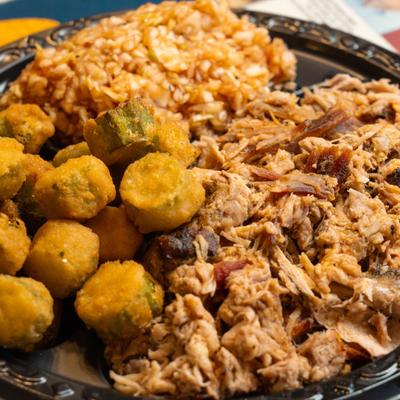 Chopped Plate, BBQ Slaw, Fried Okra.