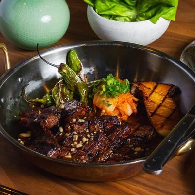 Grilled Pork Jowl, with veggies.