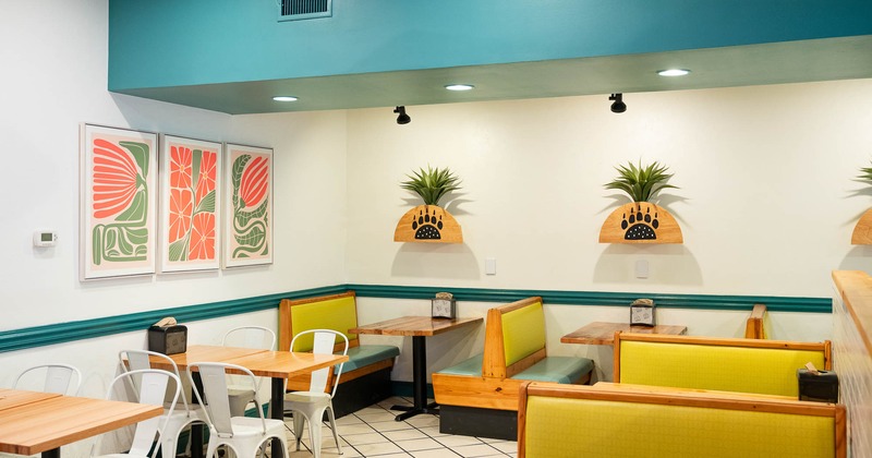 Interior, main seating area, booths